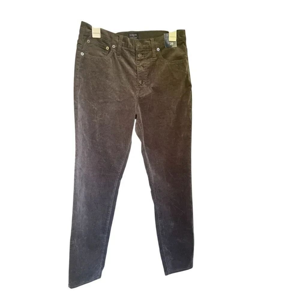 NWT JCrew Women’s Skinny High Rise Corduroy Pants Gray Size 29